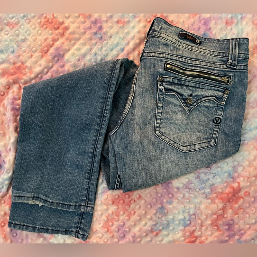 V Blue Jeans brand Women’s 15/16 High Waist, Straight Leg Jeans